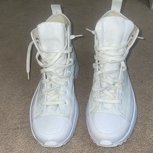 All white chunky converse